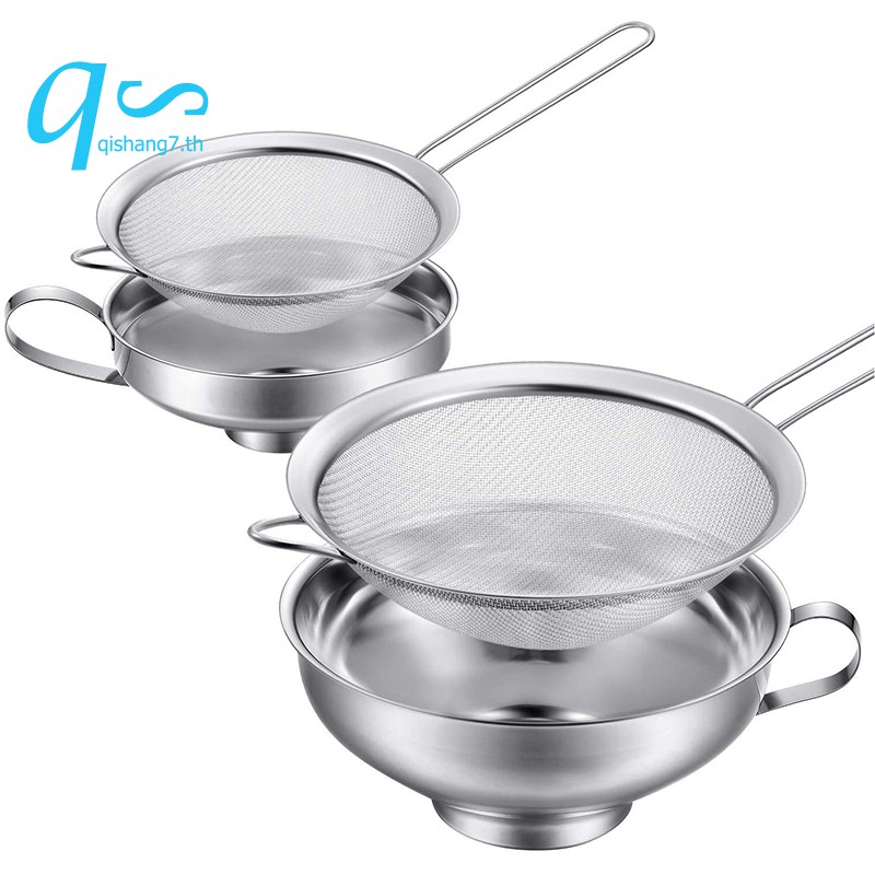 4 Pcs Stainless Steel Funnel With Fine Mesh Filter Funnel Set 315