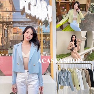 Acasey Blazer crop  ปังไม่ไหว สูท คร้อปของทางร้าน ใช้ผ้าสูทเกาหลีพีเมี่ยมอย่างดี ดีเทลกระดุม2เม็ด พร้อมส่ง 1 วัน