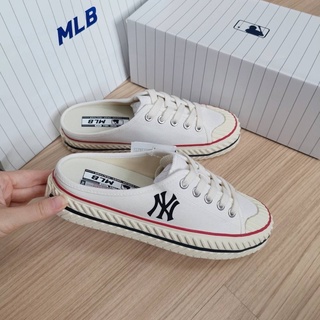 พร้อมส่ง MLB PLAYBALL ORIGIN MULE รองเท้าเปิดส้นสีขาว ⚪️⚪️