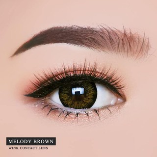 Melody Brown (1)(2) โทนแบ๊ว บิ๊กอาย สีน้ำตาล ตัดขอบดำ น้ำตาล ตาโต Wink Lens ค่าสายตา สายตาสั้น แฟชั่น Contact Lens