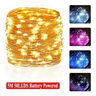 5M 50LEDs Battery Operated Wire String,Mini LED Copper Wire String, Night Lighting,Fairy Lights,Xmas Party Room Decor