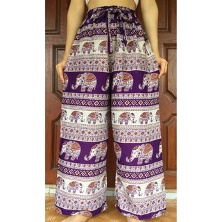 กางเกงขายาวผู้หญิงฟรีไซส์ กางเกงขายาวผู้หญิงสาวอวบ Elephant Pants/Harem pants/Thailand Pants/Yoga pants