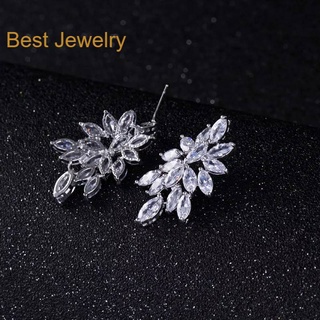 Best Jewelry ต่างหูหนีบเพชรเกรดพรีเมี่ยม ประกายไฟเทียเท่าเพชรแท้ เครื่องประดับออกงาน เกรดสวยต่างหูหนีบ รับ dropship