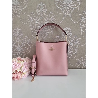 (ผ่อน0%) กระเป๋าสะพายข้าง Coach Mollie Bucket Bag 22 CA177 หนังแท้ สีชมพู ทรงบักเกต