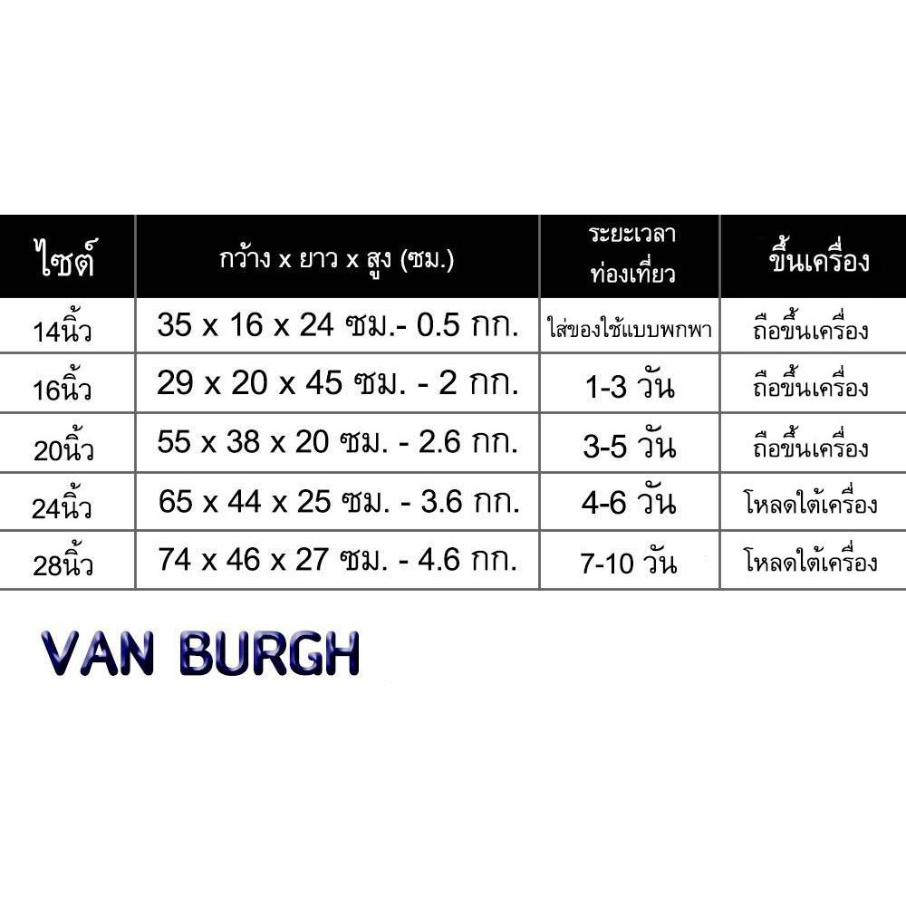 [ สั่งซื้อบิลละ 1 ใบ ] Van Burgh กระเป๋าเดินทาง ขนาด 20" 24" ลายเพ้นท์ (ล้อลื่นเบาแรง)