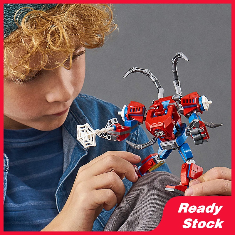 LEGO Marvel Spider-Man Spider-Man Mech 76146 ชุดของเล่นสร้างซูเปอร์ฮีโร่สำหรับเด็กพร้อมหุ่นจำลองและหุ่นจำลอง (152 ชิ้น)