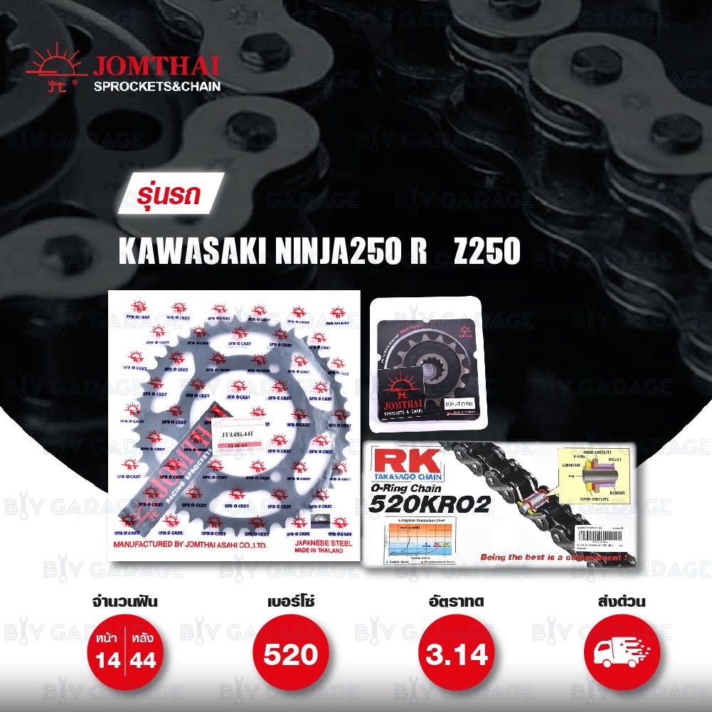 ชุดเปลี่ยนโซ่-สเตอร์ โซ่ RK 520-KRO และ สเตอร์ สีดำ สำหรับ Kawasaki Ninja250 SL / Z250 SL / Z300 / Ninja300 [14/44]