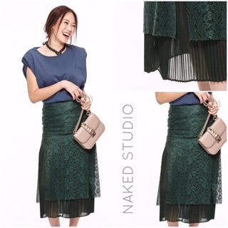 • Lace On Pleat Skirt