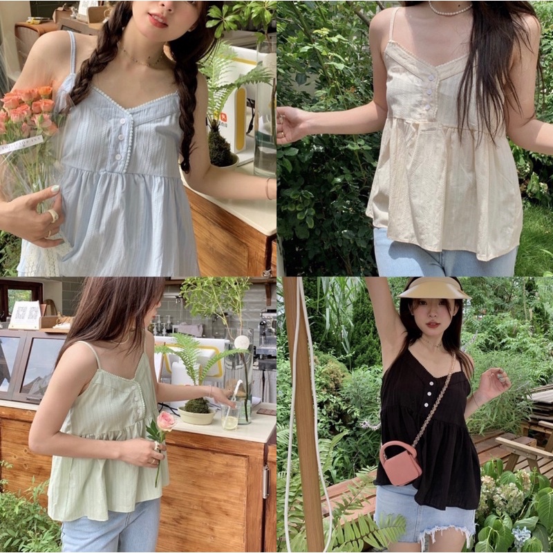 Somedays_closet l พร้อมส่ง Blingbling top เสื้อสายสปาเก็ตตี้สีน่ารักคิวท์ๆ ปรับสายได้ ทรงน่ารักมุมิมาก
