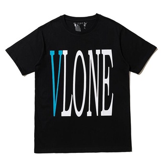 Vlone เสื้อยืดแขนสั้น ผ้าฝ้าย พิมพ์ลาย แฟชั่นสําหรับผู้ชาย และผู้หญิง