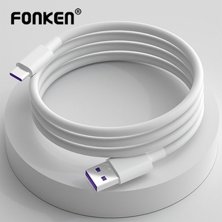 Fonken สายเคเบิ้ลชาร์จเร็วซิลิโคน 5A สําหรับ Adroid Usb C สายชาร์จสีพื้น