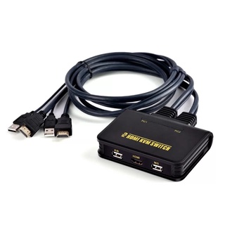 1ชิ้นHDMI KVM 120เซนติเมตร2พอร์ตแบบDual-พอร์ตUSB 2.0 HDMI KVMสวิทช์สวิทด้วยสายสำหรับDual Monitorแป้นพิมพ์เมาส์+เคเบิ้ล