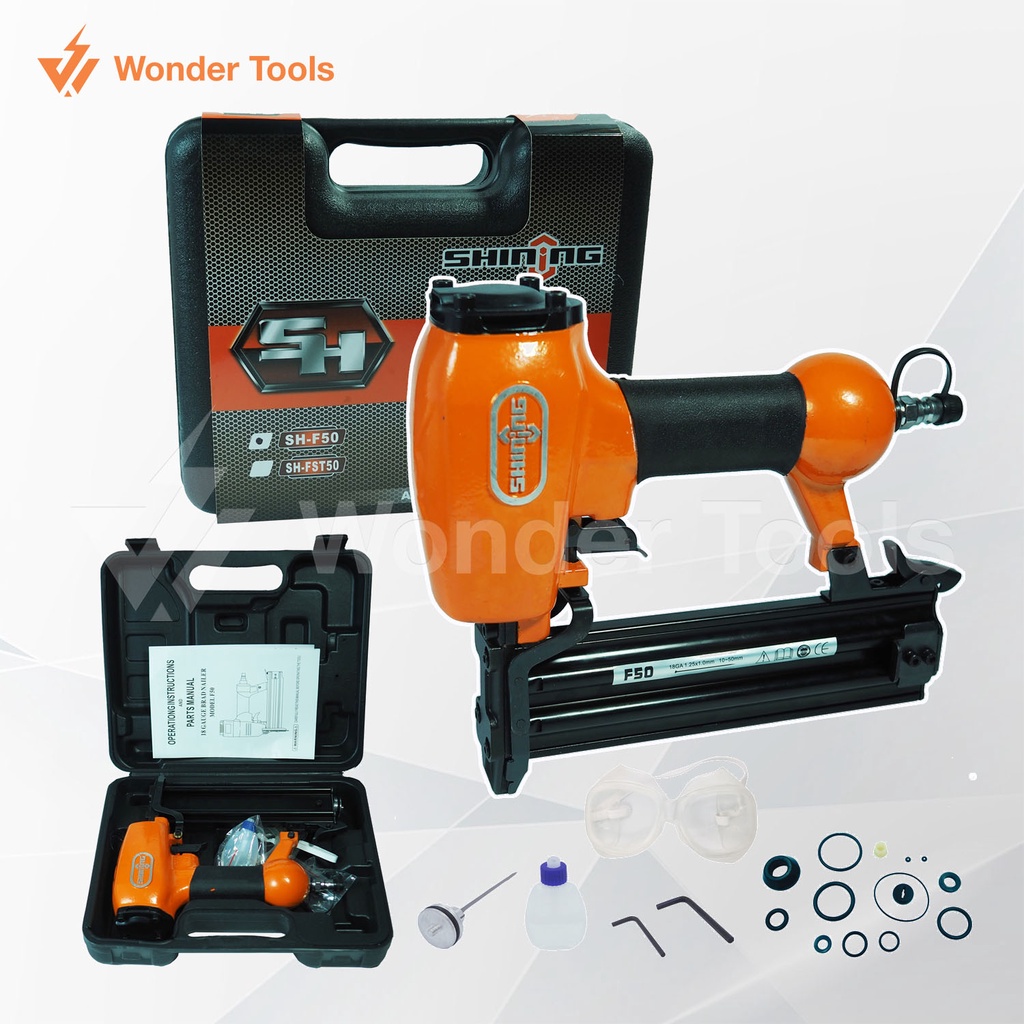 SHINING F50  แม็กลมขาเดี่ยว แม็กลมยิงเบาะ แม็กลมยิ่งตะปู แม้กลมยิงตะปูไม้ เครื่องยิงตะปูลมขาเดี่ยว