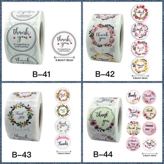 สติ๊กเกอร์Thank you ขนาดใหญ่ ขนาด 1.5 นิ้ว(3.8 ซม) 500 ดวง/ม้วนพร้อมส่ง(ซื้อครบ10ม้วนแถมม้วนใหญ่1.5นิ้ว 1ม้วน)