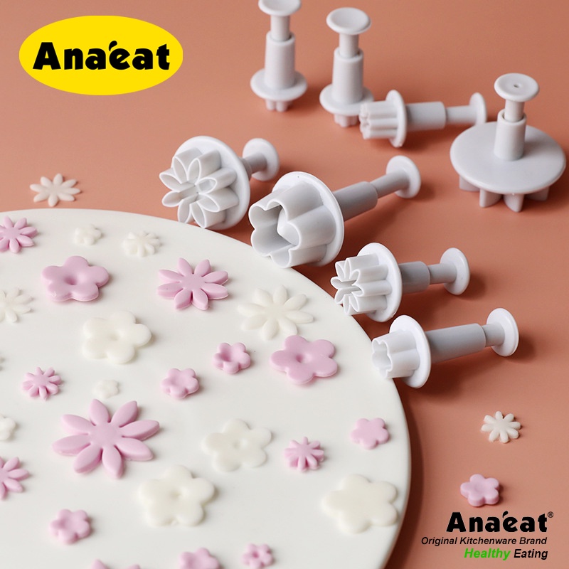 ANAEAT 4 ชิ้น/เซ็ต Daisy Biscuit Mold Fondant Cake Tool