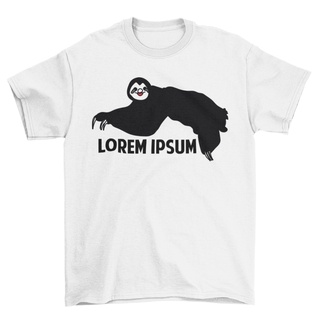 คอตต้อนคอกลมเสื้อยืด เสื้อคู่ Unisex รุ่น Lorem Ipsum Sloth สลอธ แบรนด์ White Magic 100%cotton comb ผ้านุ่มสบาย ลายสวยS-