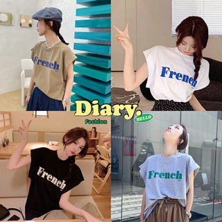 DAIRY(8947)เสื้อยืดแขนกุดคอกลมลายFrench2021แฟชั้นสุดฮิต