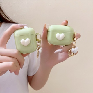 เคสซิลิโคน ลายหัวใจ สีขาว สีเขียว สําหรับ Apple AirPods Gen 2 InPods 12 AirPods Pro 1 2 3 AirPod 3