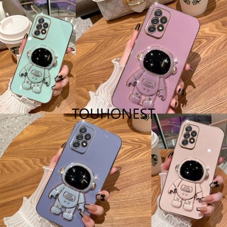 Casing Samsung A52 Case A32 Case A72 Case A21S Case A51 Case A20S Case A71 Case A32 5G Soft Phone case Electroplating 3D Astronaut Portable Brack