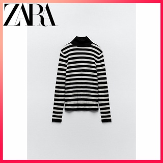 Zara ใหม่ เสื้อกันหนาว แขนยาว คอสูง รัดรูป แฟชั่นสําหรับผู้หญิง