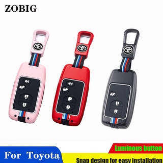 Zobig เคสกุญแจรีโมตรถยนต์ อะลูมิเนียม พร้อมสายคล้องข้อมือ สําหรับ Toyota 4Runner Avalon Camry Corolla Highlander Hybrid Land Cruiser Prado Prius C PHV V RAV4 Venza