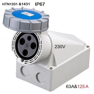 "Dako" Power Plug (เพาเวอร์ปลั๊ก) รุ่น HTN1331 63A &amp;HTN1431 125A 220V-250V 3Pin IP67 ตัวเมีย แบบติดลอย