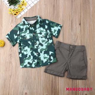 เสื้อยืดแขนสั้นลายพรางกางเกง 2 ชิ้นสำหรับเด็ก