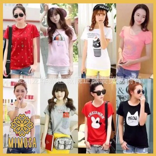 MIMOSA (10 ตัว) เสื้อยืดแฟชั่น  free size เสื้อยืด ผ้าฝ้าย 100% ขายส่ง