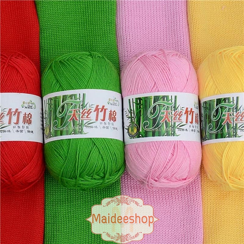ไหมพรมเยื่อไผ่ ไหมแบมบู Bamboo สี33-46 น้ำหนัก50กรัม มีเก็บเงินปลายทางค่ะ