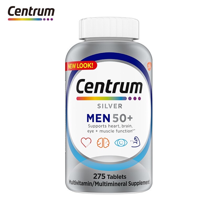 Centrum แร่ธาตุ วิตามินหลายชนิด ชายวัยกลางคนและผู้สูงอายุ Silver Men 275 tablets 50+ Multivitamin