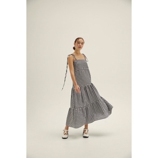 Gingham Dress | black เดรสลายสก๊อตผูกไหล่