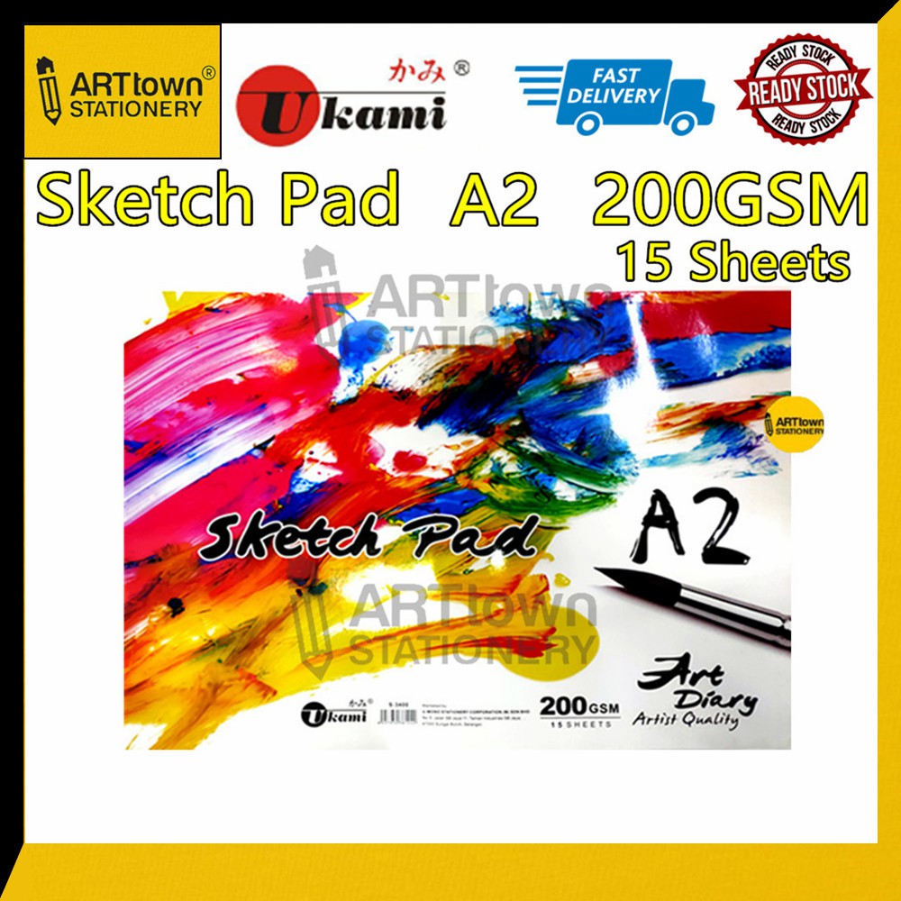 แผ่นรองสเก็ตช์ Ukami A2 ขนาด 200 แกรม 15 แผ่น