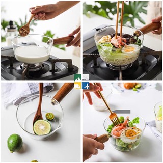 (Preorder10-12วัน) หม้อ หม้อแก้วด้ามจับไม้ Vitroทนความร้อนสูง ใช้งานได้หลากหลาย