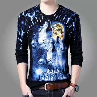 ##พร้อมส่ง#เสื้อผ้าแฟชั่นผู้ชาย เสื้อแขนยาวคอกลม(TSH-035)