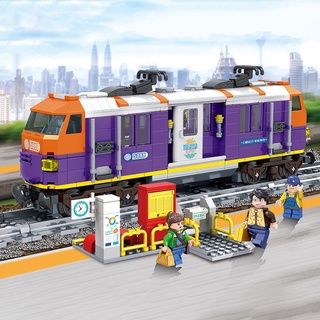 โมเดลบล็อกตัวต่อ รูปรถไฟ MOC City Railway Travel Train ของขวัญสําหรับเด็ก 526 ชิ้น