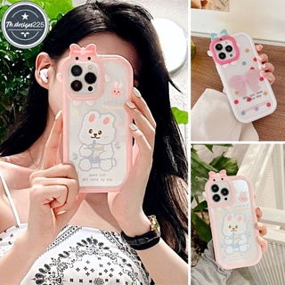 เคสซิลโคนTPU สกรีนลายโบว์กระต่าย-ลายโบว์ชมพู น่ารัก ใช้สำหรับ 7/8/XR/XS Max/11/12 Pro/13/13Pro Max #1030