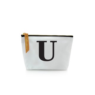 กระเป๋าผ้าลายอักษร ALPHABET  Pouch Coin Bag  WHITE  U