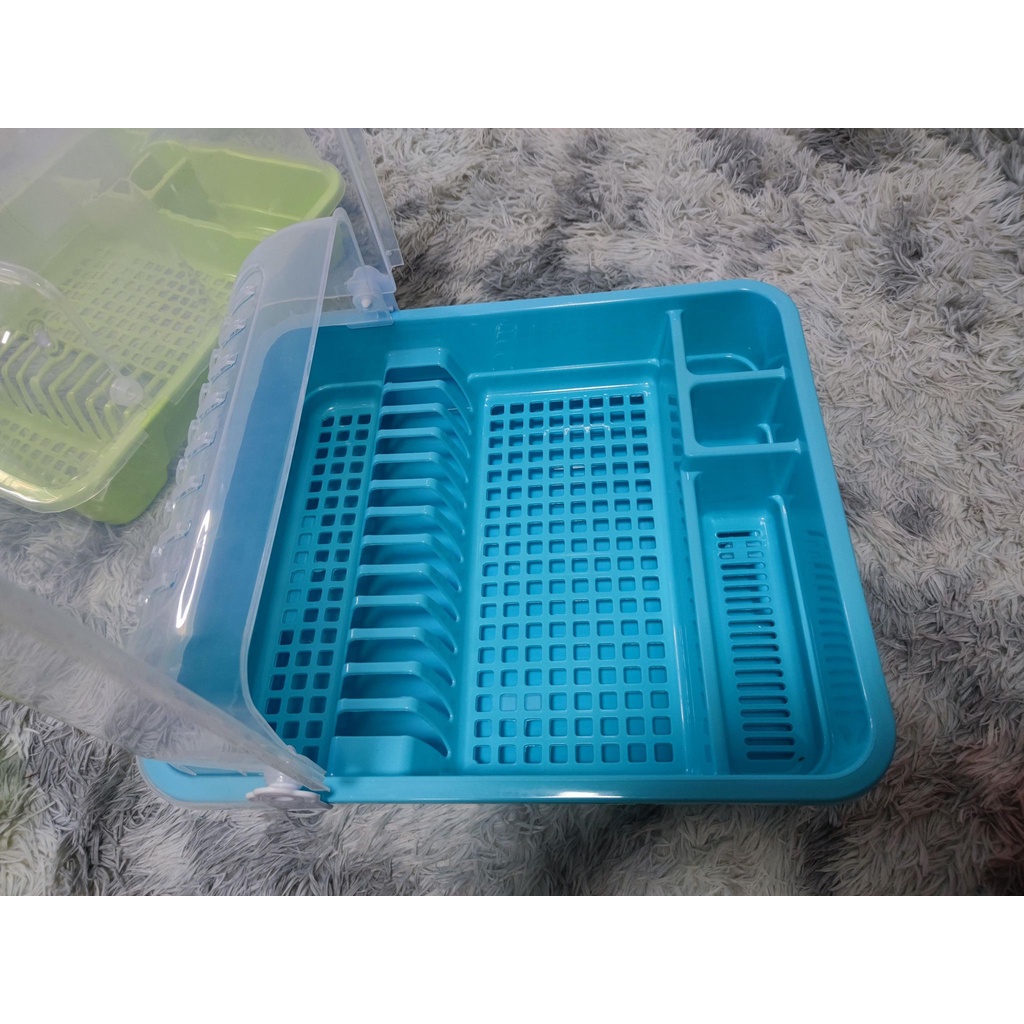 ที่คว่ำจานพลาสติก ที่วางจาน ที่คว่ำจาน มีฝาปิด ขนาดใหญ่ มีฐานรองน้ำ มี3สี พลาสติกเกรด Aหนา - รูปที่ 5