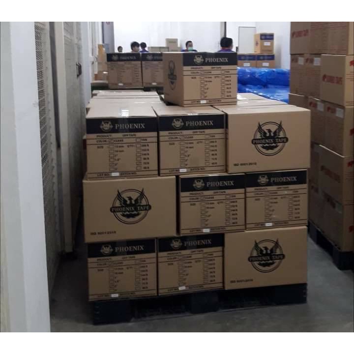 1 ลัง เทปใส/เทปขุ่น Black/Blue/Red Phoenix 72 ม้วน 2 นิ้ว OPP Clear/Br Tape เทปกาว 1 กล่อง 45-50 mic