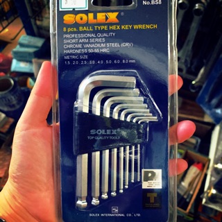 ประแจหกเหลี่ยม และหัวกลม SOLEX แบบ 8 ชิ้น