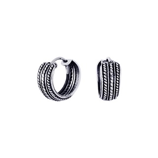 SILVER THAI Oxidized Silver Bali Hoop Earrings ต่างหูห่วงบาหลีสีเงินออกซิไดซ์