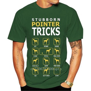 เสื้อยืดแขนสั้น คอกลม ผ้าฝ้ายแท้ พิมพ์ลาย Stubborn Pointer Dog Tricks แฟชั่นฤดูร้อน สําหรับผู้ชาย