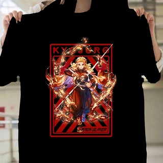 [S-5XL]เสื้อยืด คอกลม พิมพ์ลาย Demon Slayer Rengoku Kyoujurou สไตล์สตรีท สําหรับผู้ชาย และผู้หญิง