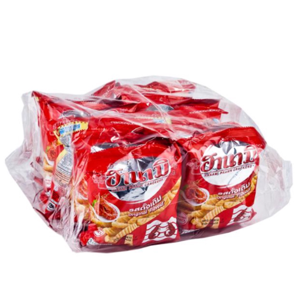ฮานามิ ข้าวเกรียบกุ้ง รสดั้งเดิม 15 กรัม แพ็ค 12 ซอง Hanami Shrimp Crackers Original Flavor 15 g. Pa