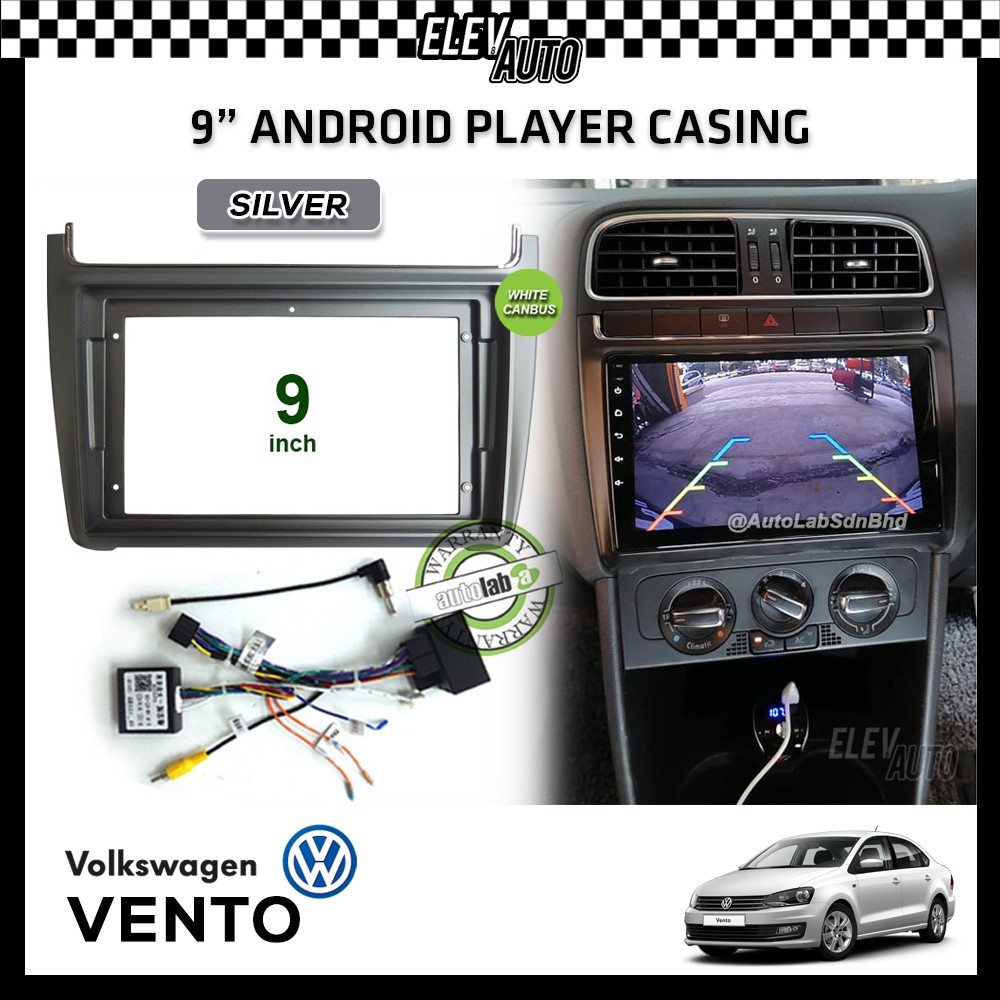 ปลอกเครื่องเล่น Android Volkswagen Vento 9" พร้อมซ็อกเก็ตและ Canbus