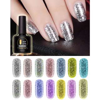 ยาทาเล็บเจล สีทาเล็บเจล กากเพชร LuLaa Platinum Diamond กากเพชร เนื้อแน่นละเอียด