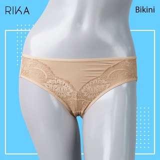 RIKA กางเกงชั้นในสตรี GV2210 ทรง BIKINI แต่งลูกไม้ ดีไซน์เรียบหรู ทันสมัย  ผ้า Tactel ( M -XL) สะโพกได้ถึง 41 นิ้ว