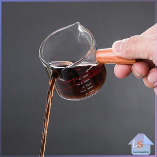 แก้วช็อต Espresso Shot ด้ามจับไม้ ขนาด 70 ml  และ 75 mlสินค้าพร้อมส่ง Measuring cup