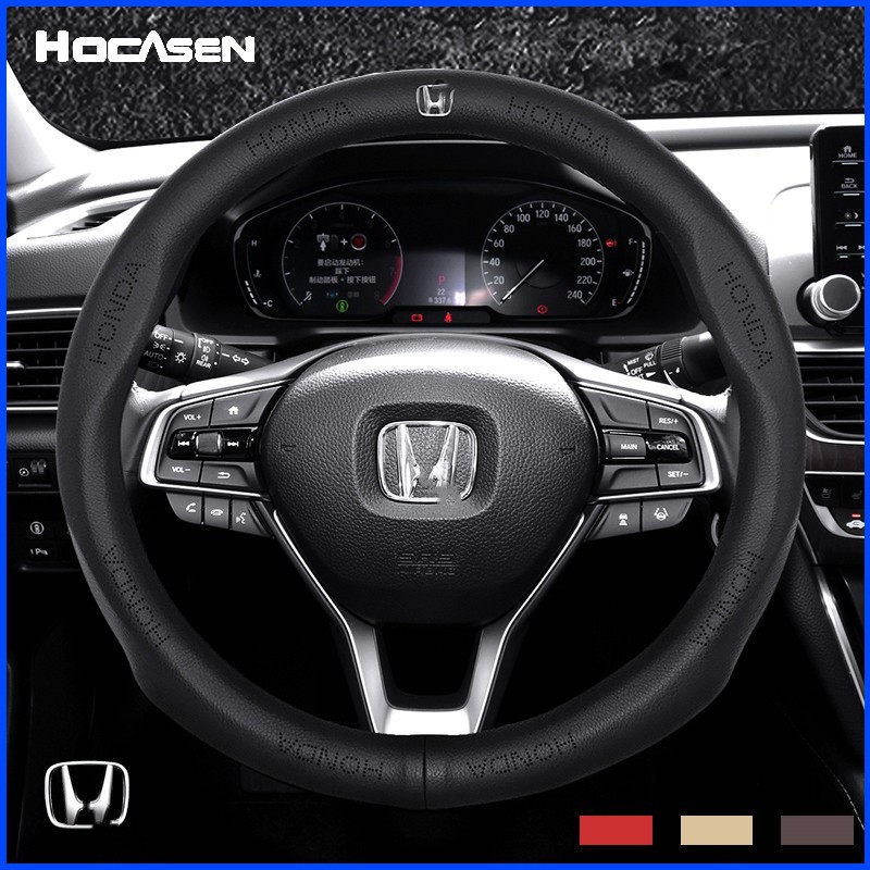 ปลอกหุ้มพวงมาลัยรถยนต์หนังแท้ Honda City Civic Jazz BRV HRV Stream Accord หุ้มพวงมาลัย