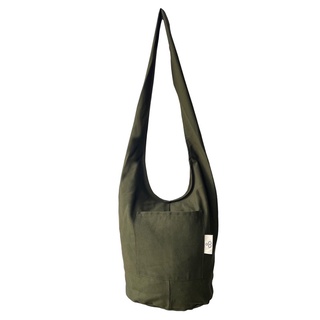 Olive Green Thai Cotton Monk Hippie Yoga Bag ผ้าใบผ้าฝ้ายสีเทาสไตล์โบฮีเมียนฮิปปี้สลิงข้ามร่างกายกระเป๋าโยคะ